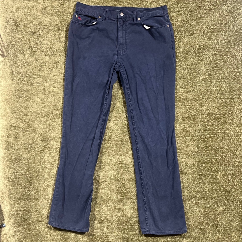 Polo Ralph Lauren Pants Mens 35/32 Navy Blue 650 Straight Leg Cotton